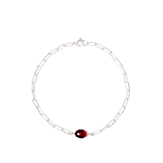 Red Garnet Silver Bracelet